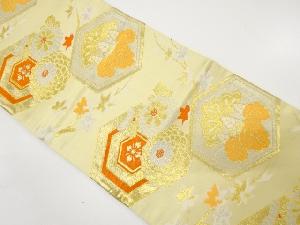 アンティーク　亀甲に桐・菊・紅葉模様織り出し袋帯（材料）